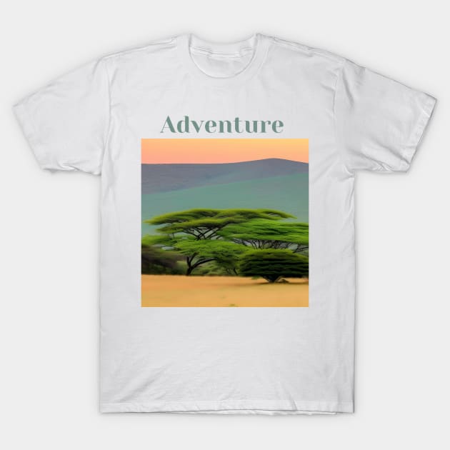 "Safari Drive Adventure - Serene Journey through the Wild, Vibey Safari-Inspired Tee, Unisex Adventure Lover T-shirt, Aesthetic Safari Scene, Nature-inspired Design" T-Shirt by OpticalShirts